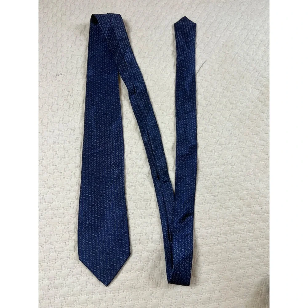 Stefano Ricci for Saks Fifth Avenue Silk Tie Chains Navy Skinny 1980s 58